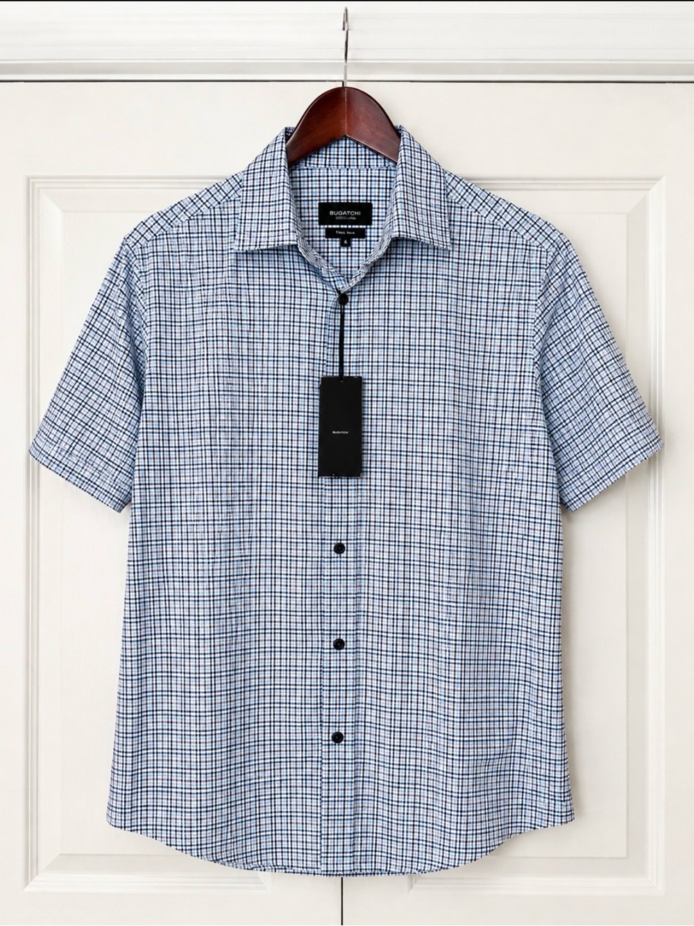 Bugatchi Men’s  Size S OoohCotton Check Short Sleeve Shirt NWT